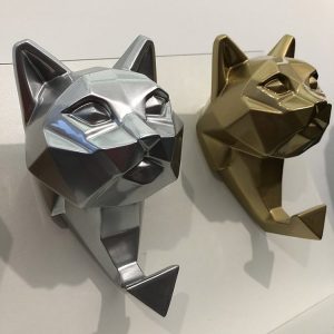 Geometric Cat Rack – marmeren kapstok in de vorm van een kattenhoofd – glossy kleuren