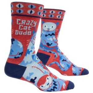 Blue Q Men Socks – Crazy Cat Dude