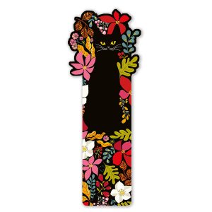 Boekenlegger uitgesneden zwarte kat en bloemen